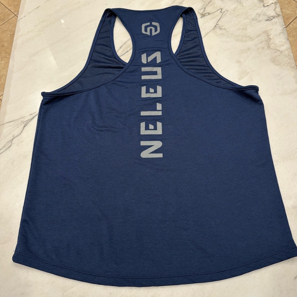 Neleus Men’s Medium Navy Mesh Workout Sleeveless Muscle Shirt Same Day Shipping
